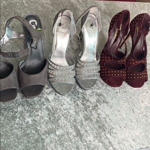 3 pairs of high heels size 9, 9.5 Bebe, Adrianna p